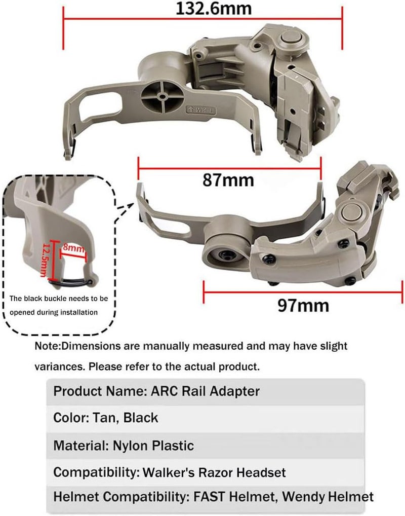 okyass ARC Rail Adapter for Tactical Helmets, Fast Helmets Accessories Compatible with Walker's Razor and Razor Digital Earmuffs - Image 2